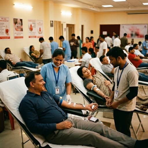 Blood Donation Camp: Raktdaan Shibir organized by the Trust received an encouraging community response with 150+ voluntary donors successfully donating blood…